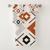 Scandinavian burnt orange grey and beige geometric