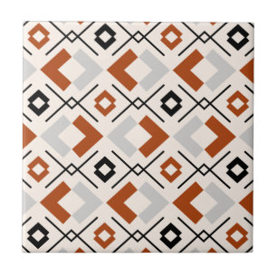 Scandinavian burnt orange grey and beige geometric tile