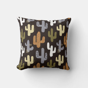 Scandinavian cacti, vintage seamless background. throw pillow