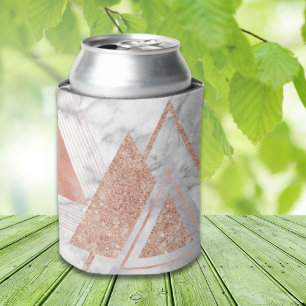 scandinavian chic rose gold geometric white marble can cooler