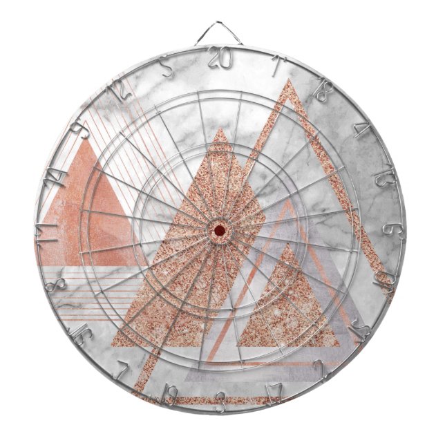 scandinavian chic rose gold geometric white marble dartboard (Front)