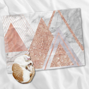 scandinavian chic rose gold geometric white marble fleece blanket