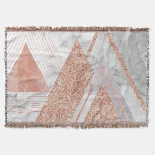 scandinavian chic rose gold geometric white marble throw blanket