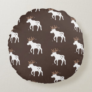 Scandinavian Chic: Vintage Seamless Patterns Round Pillow