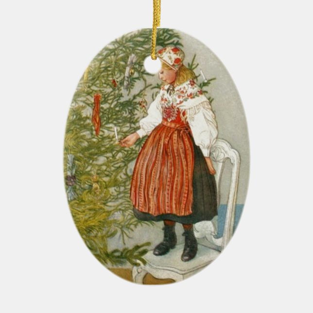 Scandinavian Christmas Ceramic Ornament (Front)