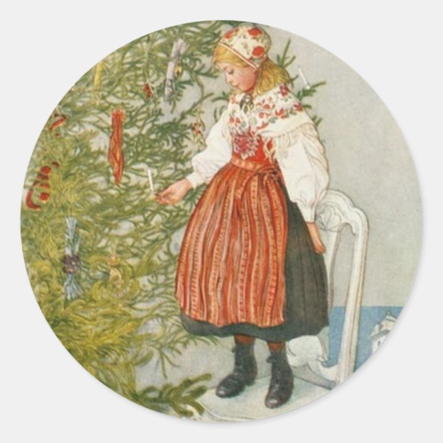Scandinavian Christmas Classic Round Sticker (Front)