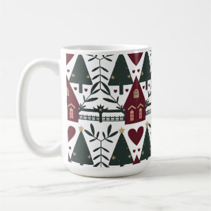 Scandinavian Christmas Cottage Pattern  Coffee Mug