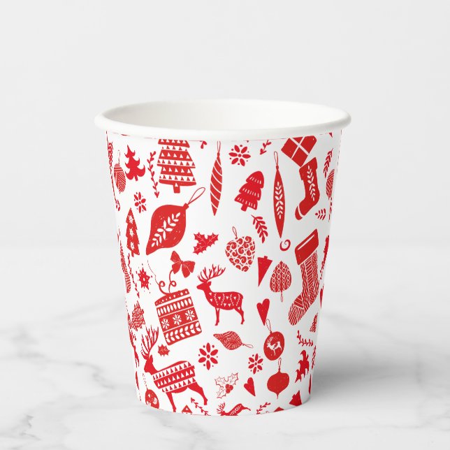 Scandinavian Christmas Festive Paper Cups (Front)