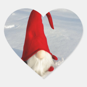 Scandinavian Christmas Gnome Heart Sticker