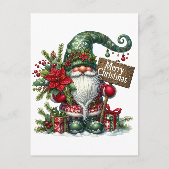 Scandinavian Christmas Gnome  Postcard (Front)