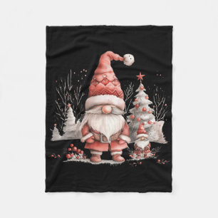 Scandinavian Christmas Gnome Red Berries  Fleece Blanket