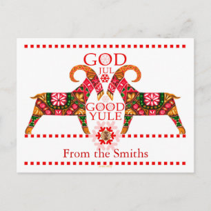 Scandinavian Christmas God Jul Greetings Holiday Postcard