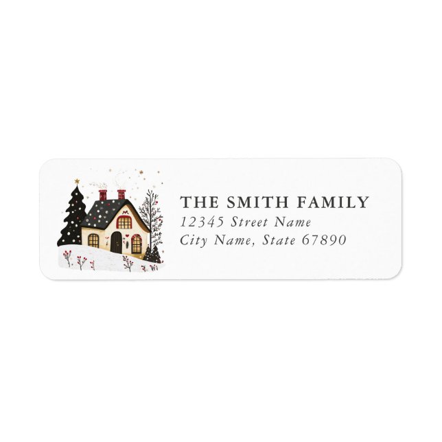 Scandinavian Christmas House Return Address Labels (Front)