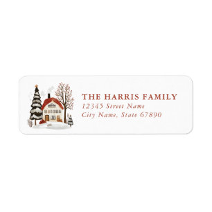 Scandinavian Christmas House Return Address Labels