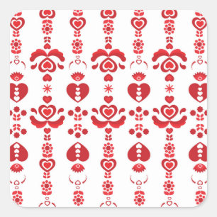 Scandinavian Christmas Modern Rosemaling Pattern Square Sticker