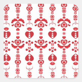 Scandinavian Christmas Modern Rosemaling Pattern Square Sticker