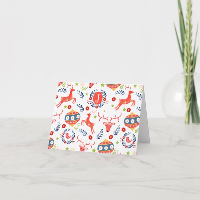 Scandinavian Christmas Monogram Holiday Card (Front)
