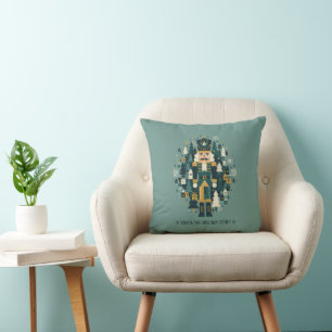 Scandinavian Christmas Nutcracker Throw Pillow