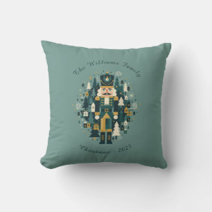 Scandinavian Christmas Nutcracker Throw Pillow