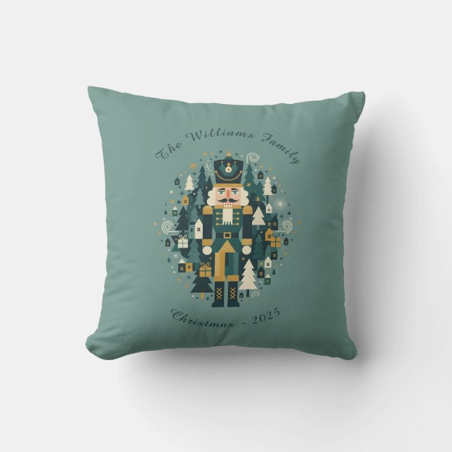 Scandinavian Christmas Nutcracker Throw Pillow (Front)