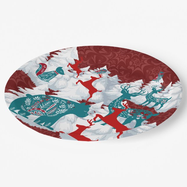 Scandinavian Christmas  Paper Plate (Angled)