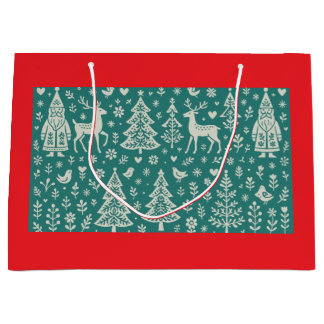 SCANDINAVIAN CHRISTMAS PATTERN GIFT BAG