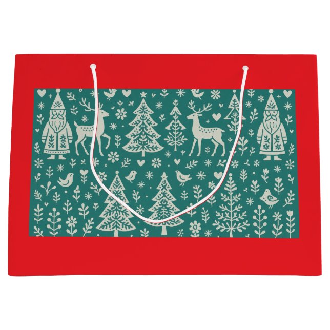 SCANDINAVIAN CHRISTMAS PATTERN GIFT BAG (Front)