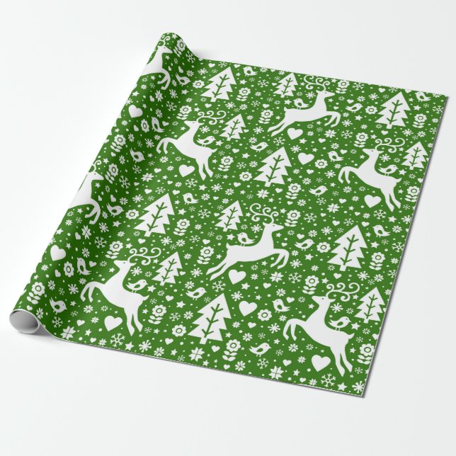 Scandinavian Christmas pattern Wrapping Paper (Unrolled)