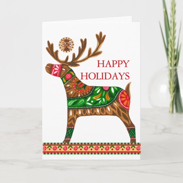 Scandinavian Christmas Reindeer Card (Front)