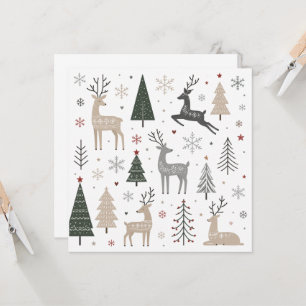 Scandinavian Christmas Reindeer Pattern  Invitation