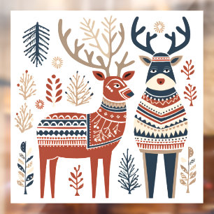 Scandinavian Christmas Reindeer Window Cling