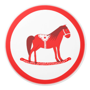 Scandinavian Christmas Rocking Horse Ceramic Knob
