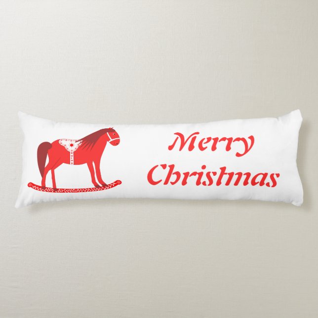 Scandinavian Christmas Rocking Horse Custom Body Pillow (Front)