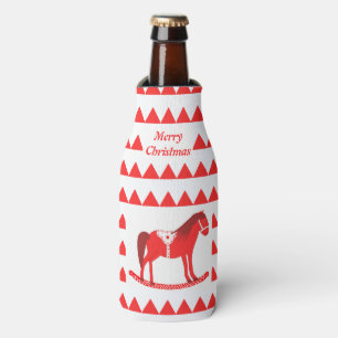 Scandinavian Christmas Rocking Horse Custom Bottle Cooler