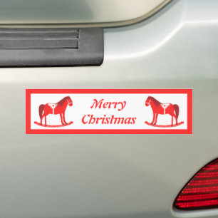 Scandinavian Christmas Rocking Horse Custom Bumper Sticker