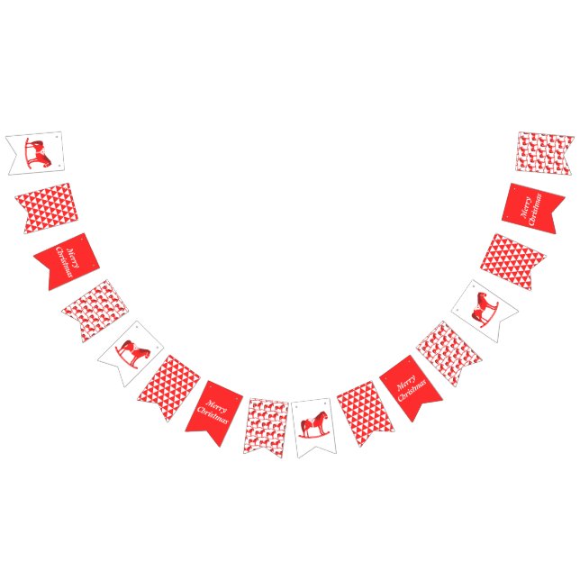 Scandinavian Christmas Rocking Horse Custom Bunting Flags (All)