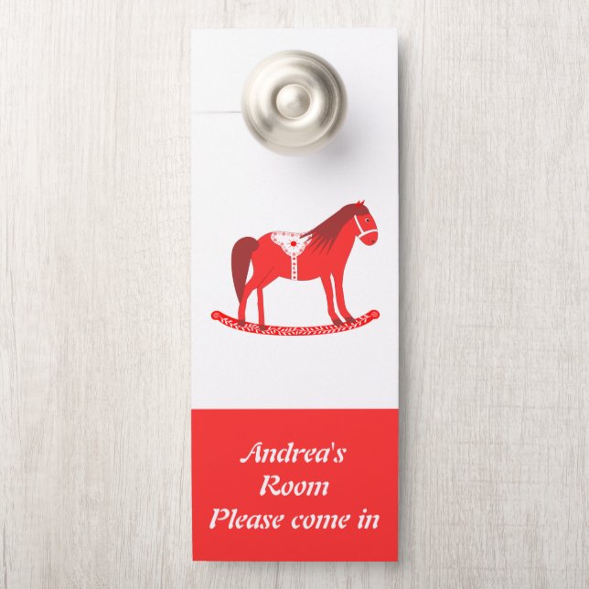 Scandinavian Christmas Rocking Horse Custom Door Hanger (On Knob)