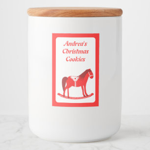 Scandinavian Christmas Rocking Horse Custom Food Label