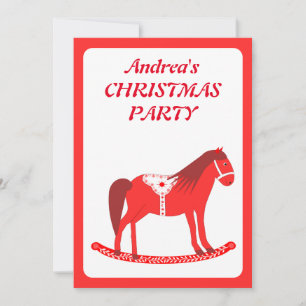 Scandinavian Christmas Rocking Horse Custom Invitation