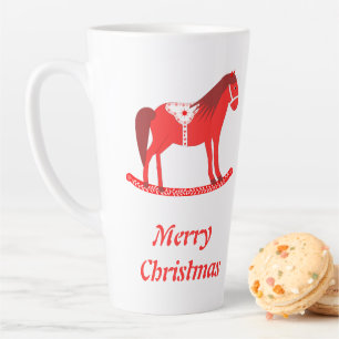 Scandinavian Christmas Rocking Horse Custom Latte Mug