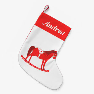 Scandinavian Christmas Rocking Horse Custom Name Small Christmas Stocking