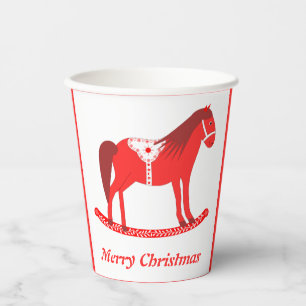 Scandinavian Christmas Rocking Horse Custom Paper Cups