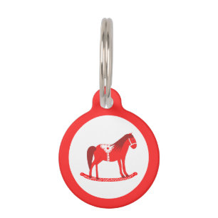Scandinavian Christmas Rocking Horse Custom Pet Tag
