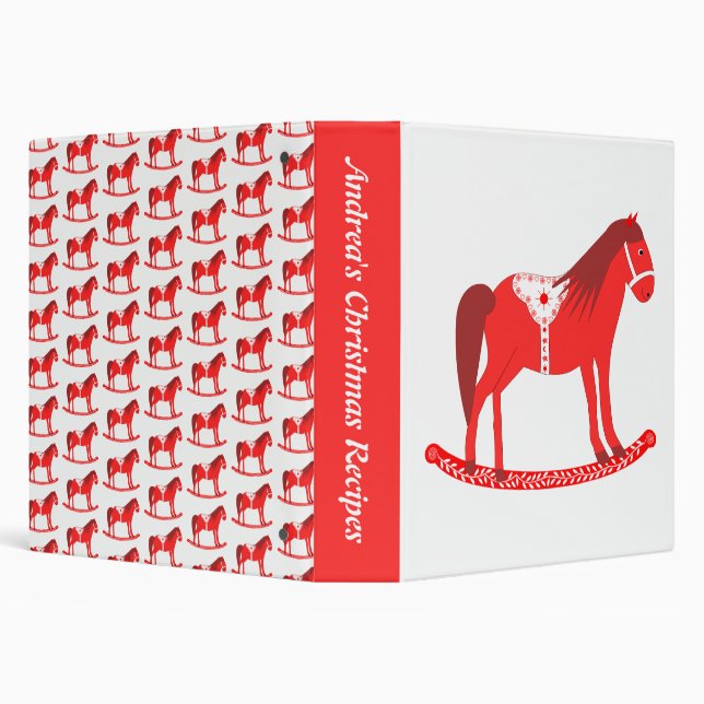 Scandinavian Christmas Rocking Horse Custom Recipe Binder (Background)