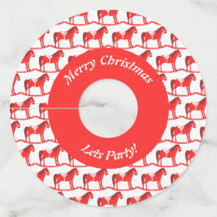 Scandinavian Christmas Rocking Horse Custom Wine Glass Tag