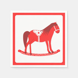 Scandinavian Christmas Rocking Horse Napkin