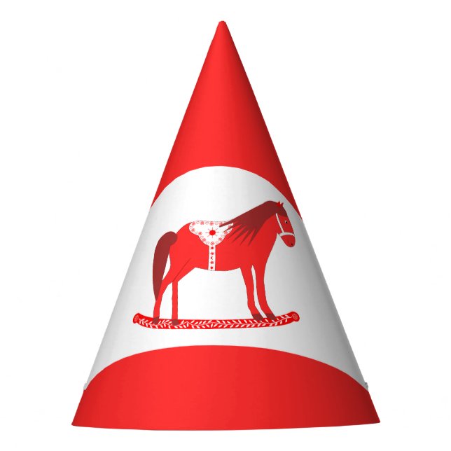 Scandinavian Christmas Rocking Horse Party Hat (Front)
