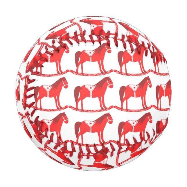 Scandinavian Christmas Rocking Horse Patterned Baseball (Front Left)