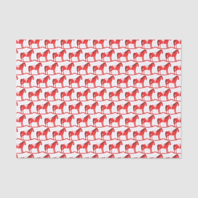 Scandinavian Christmas Rocking Horse Patterned Tissue Paper (Front)