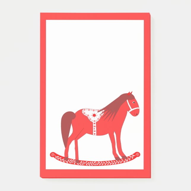 Scandinavian Christmas Rocking Horse Post-it Notes (Front)
